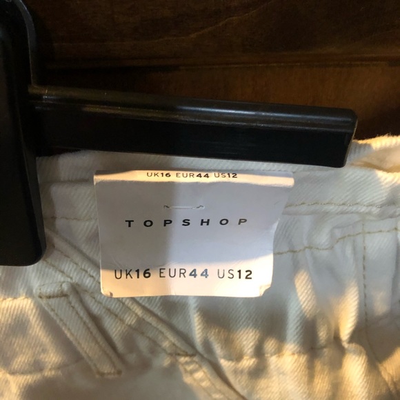 Topshop Paperbag Denim Shorts sz 12 in White NWT - Picture 3 of 4